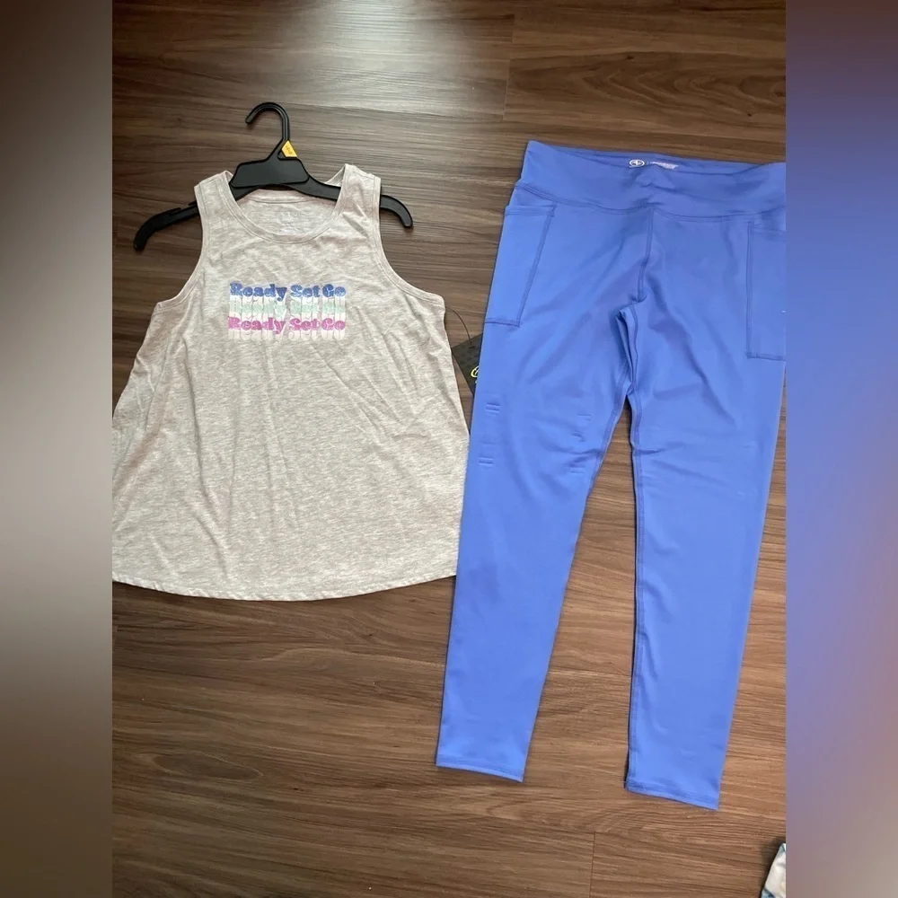 Athletic Works Girls Activewear Matching Set - Gray and Blue size L 10/12-NWT